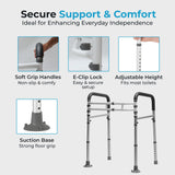 Toilet Safety Rails with Handles – Adjustable Toilet Safety Frame for Seniors, Handicap & Disabled, Toilet Assistance for Elderly, Heavy-Duty Anti-Slip Support - Fits All Toilets (Black)