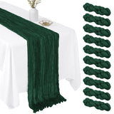 10 Pack Emerald Green 17 x 108 Inch Cheesecloth Table Runner - Boho Gauze Sheer Fabric for Wedding Baby Shower Party Home Decor