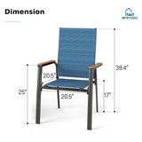 MFSTUDIO Stackable Patio Dining Chairs Set of 4, Aluminum & Textilene, Blue