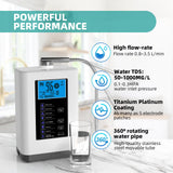 Curety Alkaline Water Ionizer Machine, Water Machine PH 4-10.5 for Alkaline & Acidic Water, 5 Titanium Plates, Up to -500mV ORP, 8,000L Filter, 7 Water Settings, Auto-Cleaning, Intelligent Voice