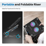 Adjustable Laptop Cooling Stand with 2 Quiet Fans & RGB Lighting, Aluminum Alloy & Foldable Ergonomic Design for MacBook