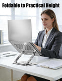Adjustable Computer Stand with 360 Rotating Base, Ergonimic Foldable Laptop Riser for Desk Compatible