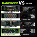 HANDBODE Squat Rack, 7ft Barbell, Weight Bench, Weight Plates Set 370 lb, Home Gym Equipment, Silver