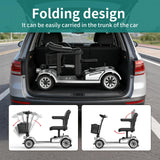 Folding 4 Wheel Mobility Scooter for Seniors, 250W Differential Motor, Detachable Battery, Compact Travel Electric Wheelchair with Adjustable Seat, Max Load 418LB
