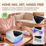 Okasiuv UV LED Nail Lamp with UV Gloves,Magnetic Metal Mirror Base Cordless Nail Dryer, Gel Polish Curing Light with 4 Timers,Touch Control Display,Auto Sensor for Professional Salon & Home