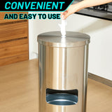 Zonon Stainless Steel Floor Stand Wipe Dispenser with High Capacity Built-in Trash Can Fits Wipes on Rolls 36" Weighted Floor Stand Wet Wipes Holder for Gym School Office Home Commercial(Silver)