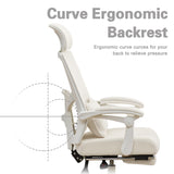 Ergonomic Office Chair with Footrest Home Office Desk Chair with Headrest and Backrest 90-135 Adjustable Mesh Qulomvs