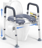 Toilet Seat with Handles & Padded Seat, Adjustable Height & Width HOMLAND