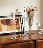 Crystal Candle Holders Set of 2, 10 Inch Tall Candle Sticks Holder Decor for Wedding Dining Table, Clear Glass Candlestick Holder Centerpiece, Heavy Duty K9 Crystal Candelabros para Centros de Mesa