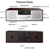 LONPOO Stereo Shelf System for Home, Vintage CD Player 40W RMS Micro Mini System with Remote Control, Bluetooth, FM Radio, USB MP3 Playback & Aux-in,Silver