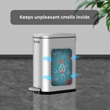 2.6 Gallon Slim Bathroom Trash Can with Soft Close Lid, 10L Stainless Steel Garbage Can with Removable Liner Bucket