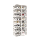 ANTBOX Foldable Shoe Rack,Shoe Organizers for Closet Plastic Shoe Storage Box Space Saving for Entryway, Large Sturdy Stackable Sneaker Cabinet Bins with Magnetic Clear Door 8 Tiers 16 Pairs