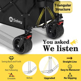 Sekey 48''L Collapsible Foldable Extended Wagon with 440lbs Weight Capacity, Heavy Duty 300L Folding Utility Garden Cart. Black
