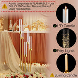 2PCS Gold Floor Candelabra,5 Arm Candle Holder Tall Floor Candle Holder with Acrylic Lampshade for Wedding Table Birthday Party Home Decoration Fit LED Taper Candles