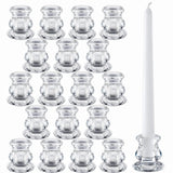 JONERAY 18PCS Taper Candle Holders Bulk,Clear Glass Candlestick Holders,Glass Candle Holder for Wedding Party,Festival Decoration