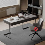 Modern Slate Office Desk with 2 PU Leather Drawers, Spacious Writing Desk for Home Office & Small Spaces, Executive Computer Workstation (120cm/47, Dark Gray)