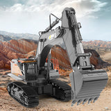 CUTEROOM 1/14 Scale RC Excavator, 22 Channel Remote Control Construction Vehicle with Metal Shovel, 2.4Ghz Excavator with Realistic Lights & Sounds, Rechargeable Battery, Gift for Birthday Christmas