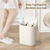 MRBIN Small Trash Can for Bathroom, Automatic Touch Less Garbage Bin with Lid, 2 Gallon Plastic Slim Waste Basket for Office and Kitchen, Electric Motion Sensor Bedroom Bin, Cream White