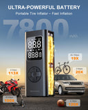 Bovemanx Tire Inflator Portable Air Compressor, [150PSI Dual Power][7800mAh & 12V DC] Air Pump for Car Tires with LED Dispaly & Auto Shut-off for Car, Motorcycle, Bicycle, Ball
