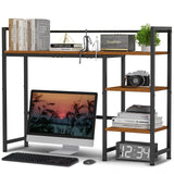 Snughome Desk Shelf, 38.6" Desktop Organizer Shelf, Desk Hutch for Computer Monitor, 4 Tier Desk Display Rack, Wood Desktop Bookshelf Storage Rack for Home Office Dorm, Rustic Brown