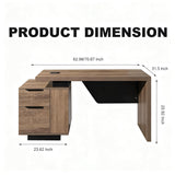 Modern Executive Desk with Storage Cabinet, Configurable Length 62.99" or 70.87", Large Office Desk with 2 Drawers, Home Office Desk with Reversible Cabinet &Cable Management (Mahogany, Right)