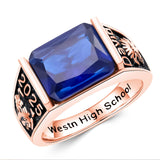 Oseew 2027 Men Personalized Graduation Class Ring High School (Rose Gold)