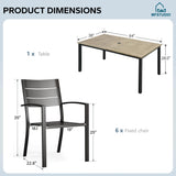 MFSTUDIO Outdoor Patio Dining Set for 6,65" Rectangle Wood-Like Table
