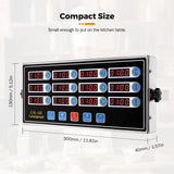BEAMNOVA 12 Channels Digital Kitchen Timer for Cooking Loud Alarm Stainless Steel Clock Hours and Minutes Seconds Volume Control Electronic Calculator