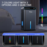 Dehumidifier for Home 1000 sq.ft - Small Quiet Dehumidifier with Auto Shut Off, Aromatherapy, 3 Gear Timer, Sleep Mode, 7-Color LED Light, Drain Hose for Bedroom, Bathroom, Basement, RV(Matte Black)