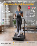 Superun Walking Pad Treadmill with Incline and Handle Bar, 3.0 HP Foldable Treadmills 300LBS Capacity Folding Walking Pad 3 in 1 Under Desk Treadmill Remote Control with APP, Black
