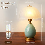 WELAISA Table Lamps Ceramic Retro Lamp for Living Room,16.73" Modern Bedside Nightstand Traditional Lamps, Classic Chinoiserie Green Glass Lamp for Home (French Country)