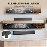 Sound Bar Speakers Bluetooth Wireless, TV Speakers Sound Bar Subwoofer, Home Theater Surround Sound Bar HDMI(ARC) Optical AUX USB 2.1ch Home Audio Sound System TV PC Gaming Wall Mount 3EQ, Black