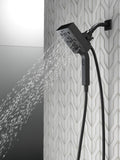 Delta Faucet 4-Spray Touch-Clean H2Okinetic In2ition 2-in-1 Dual Hand Held Shower Head with Hose and Magnetic Docking, Matte Black 58473-BL