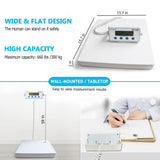 BRMDT Digital Scales for Body Weight Heavy Duty for Hospital & Physician Use, Large Digital Display and Base, Desktop & Suspended Display Screen with Bracket, Weigh Up to 660lbs/300kg (White, DT-550)
