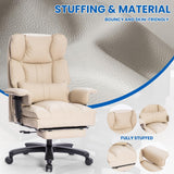 Big and Tall Office Chair with Foot Rest,Heavy Duty Office Chair(Beige)