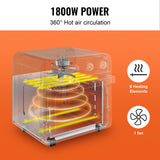 VEVOR 7-IN-1 Air Fryer Toaster Oven, 18L Convection Oven, 1800W Stainless Steel Toaster Ovens Countertop Combo with Grill, Pizza Pan, Gloves, 6 Slices Toast, 10-inch Pizza, Home Use