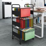 PUNCIA 3 Tiers Metal Rolling File Carts with Wheels Hanging Files for Letter Size Movable Pull-Out File Folder Rack Drawer File Cabinet