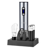 Yomety Electric Wine Opener With Base, Rechargeable Bottle Opener With 2-in-1 Aerator & Pourer, Foil Cutter, 2 Stoppers - Accessories Gifts for Wine Lovers