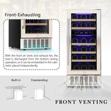 COWSAR 28 Bottle Wine Fridge, Commercial Dual Zone Beverage Refrigerator, Independent Temp, LED, Under Counter Drink Wine Cooler Chiller