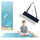 OMFLEX Kids Yoga/Exercise Mats – Premium Non-Slip Mats with Fun Prints for Kids Ages 5-13 –SGS & CE Certified, PVC-Free (Dolphin)