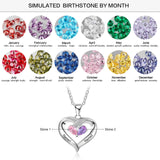 Oseew Personalized 2 Pear Birthstone Necklace for Women 10K 14K 18K Solid Gold Engraved Name Birthday Christmas Mother's Day Jewelry Gifts for Her