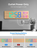 2026 Upgrade 18.5" Large Digital Wall Clock with Remote Control, Big LED Display Digital Clocks with Night Light, Alarm, DST, Temp for Parlor, Office, Classroom, Bedroom,Gifts for Seniors(Light Wood)