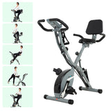 BARWING Stationary Exercise Bike for Home Workout, 5 IN 1 Foldable Indoor Cycling Bike for Seniors, 350LB Capacity, 16-Level Magnetic Resistance, Seat Backrest Adjustments BARWING