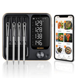 4-Probe WiFi Wireless Meat Thermometer with 360°Readable LCD Standalone Base, WiFi and Bluetooth 5.3 Unlimited Range, IPX8 Waterproof Food Kitchen Thermoemte