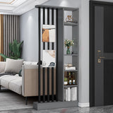 Modern Room Divider Shelf Floor to Ceiling for Home & Office Sto Rack EntHall Separator (GrayBlack)
