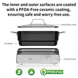 Slow Cooker 10-Quart - PFOA-Free Ceramic Coating, Oven Safe to 450°F | Keep Warm Function for Large Family Gatherings (Includes Silicone Spoon)