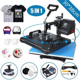 Hot Foil Stamping Mmachine Combo Heat Press Machine 5/6/8 in 1 30 * 38CM Muntifunctional Sublimation Printer Transfer Mug Hat Plate T-Shirt(5 in 1)