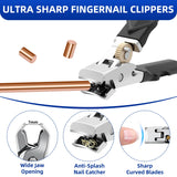6PCS Toenail Clippers for Seniors Thick Toenails, Heavy Duty Nail Clippers for Men, Ultra Sharp Slanted Ingrown Toenail Clippers with Catcher, Wide Jaw Large Nail Cutters with Leather Case
