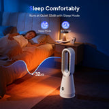 Faryuan 3-in-1 Heater Fan Combo, 22" Bladeless Tower Fan with Air Purifier, 90° Oscillating Fast Heating & Cooling, Remote Control, Quiet Portable for Bedroom Home Office, White