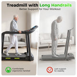 Lastforever Walking Treadmill with Extra-Long Safety Handrails,Senior Treadmills for Home, Home Recovery Fitness Exercise Machine for Elder, 310 lbs Capacity, 16.5'' Wider Running Belt
